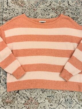 American Eagle Peach Striped Oversized Scoop Neck Sweater | XS